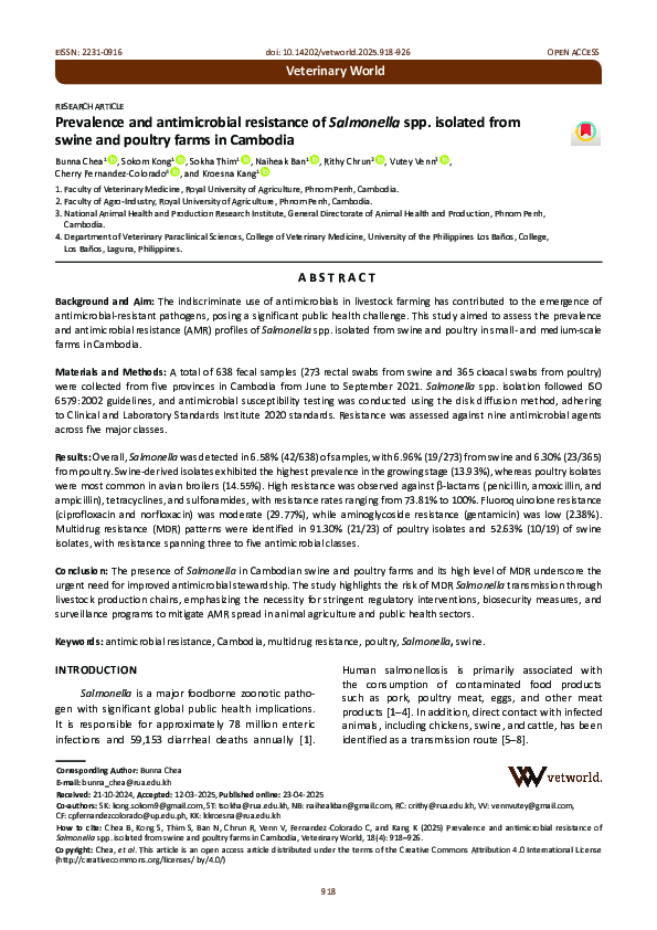 (PDF) Prevalence and antimicrobial resistance of Salmonella spp ...