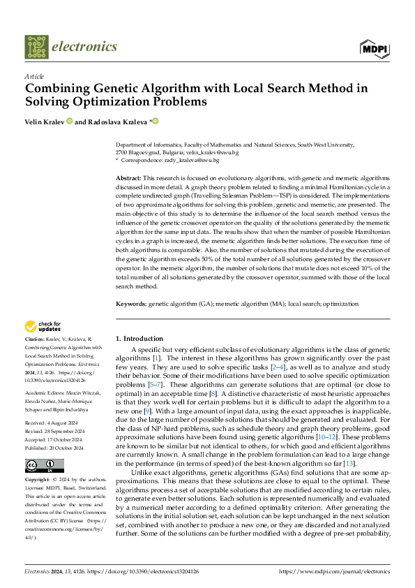 (PDF) Combining Genetic Algorithm with Local Search Method in Solving ...