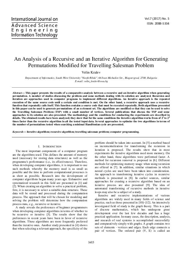(PDF) An Analysis of a Recursive and an Iterative Algorithm for ...