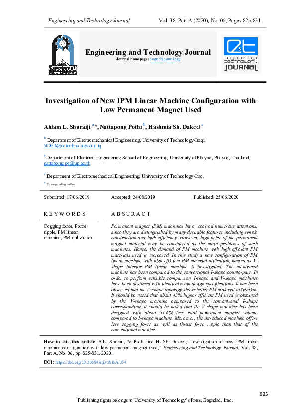 (PDF) Investigation of New IPM Linear Machine Configuration with Low ...