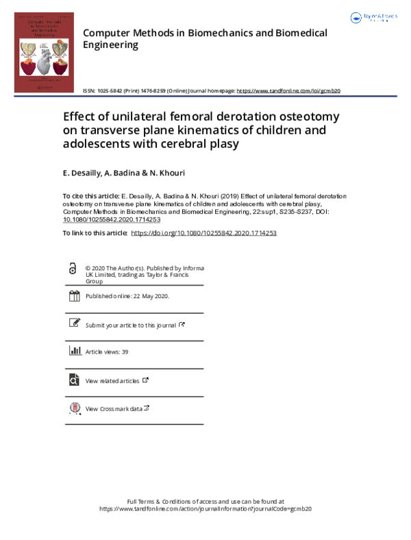 (PDF) Effect of unilateral femoral derotation osteotomy on transverse ...