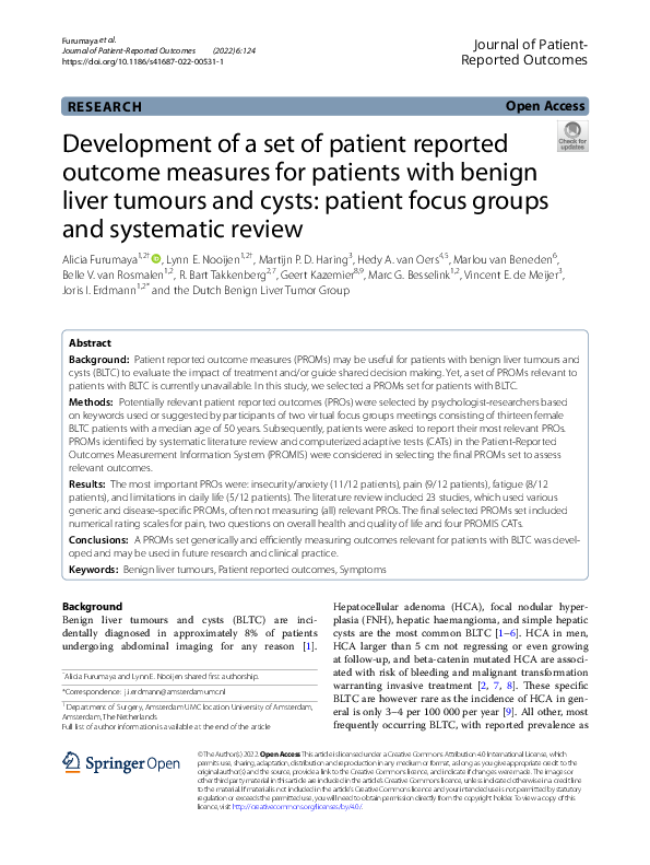 (PDF) Development of a set of patient reported outcome measures for ...