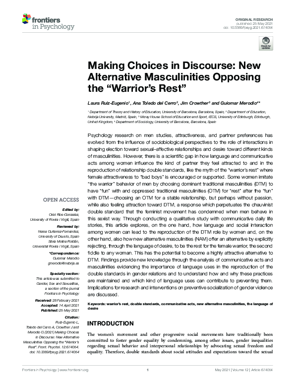 (PDF) Making Choices in Discourse: New Alternative Masculinities ...