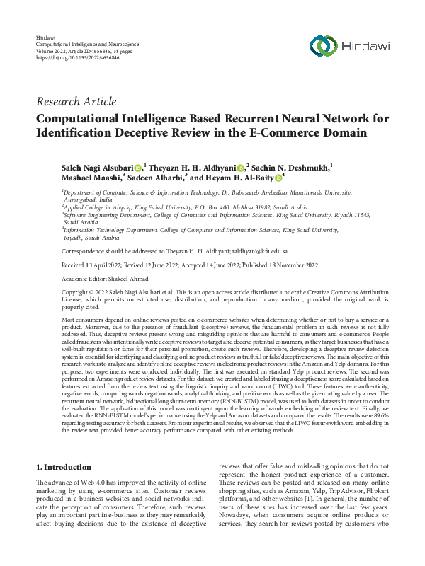 (PDF) Computational Intelligence Based Recurrent Neural Network for ...