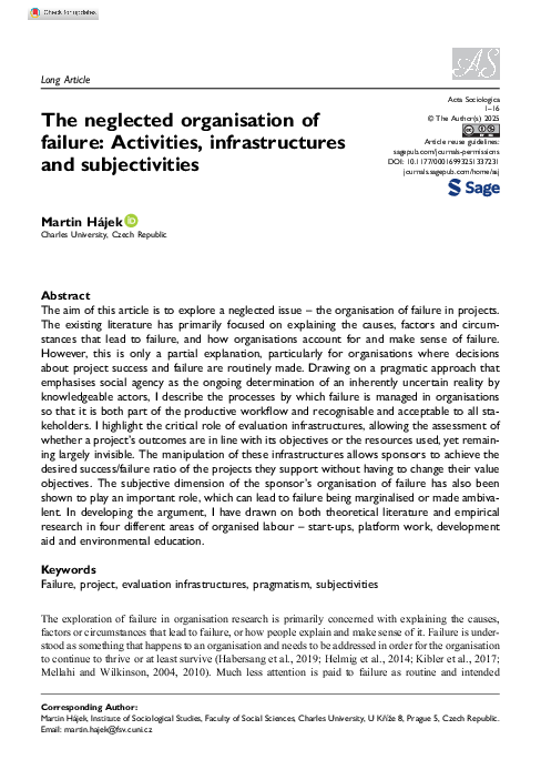 (PDF) The neglected organisation of failure: Activities ...