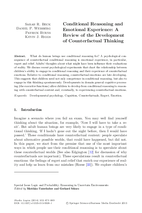 (PDF) Conditional Reasoning and Emotional Experience: A Review of the ...