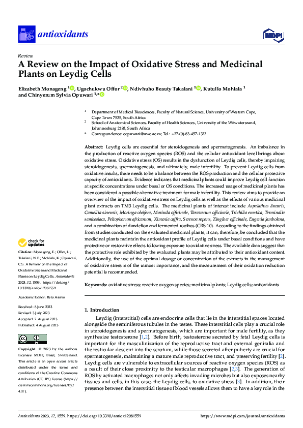 (PDF) A Review on the Impact of Oxidative Stress and Medicinal Plants ...