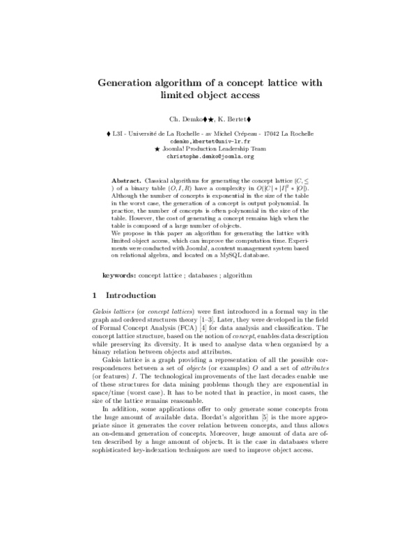 (PDF) Generation algorithm of a concept lattice with limited object access