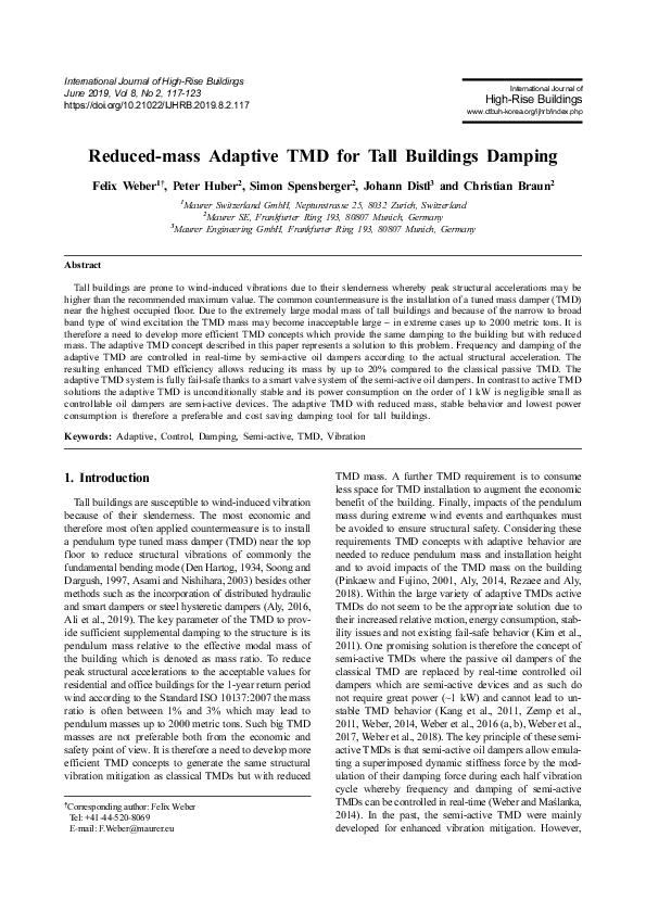 (PDF) Reduced-mass Adaptive TMD for Tall Buildings Damping
