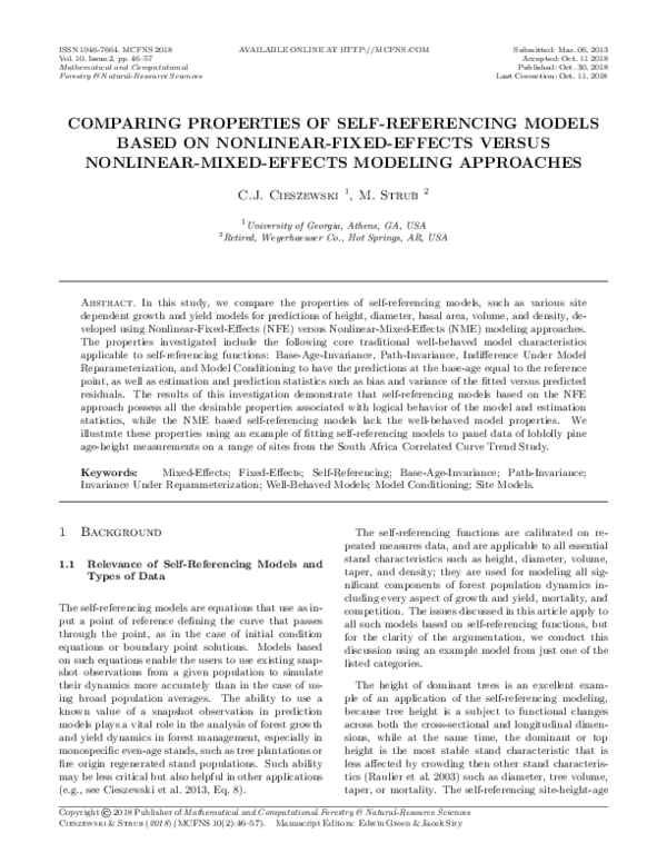 (PDF) Comparing Properties of Self-Referencing Models Based on ...