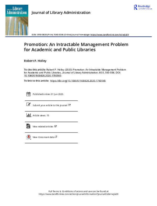 (PDF) Promotion: An Intractable Management Problem for Academic and ...