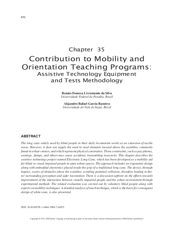 (PDF) Contribution to Mobility and Orientation Teaching Programs