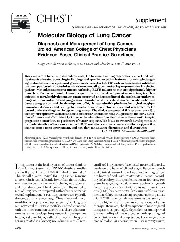 (PDF) Molecular Biology of Lung Cancer