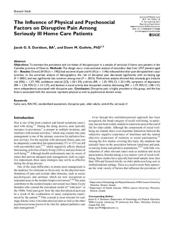 (PDF) The influence of physical and psychosocial factors at work on ...