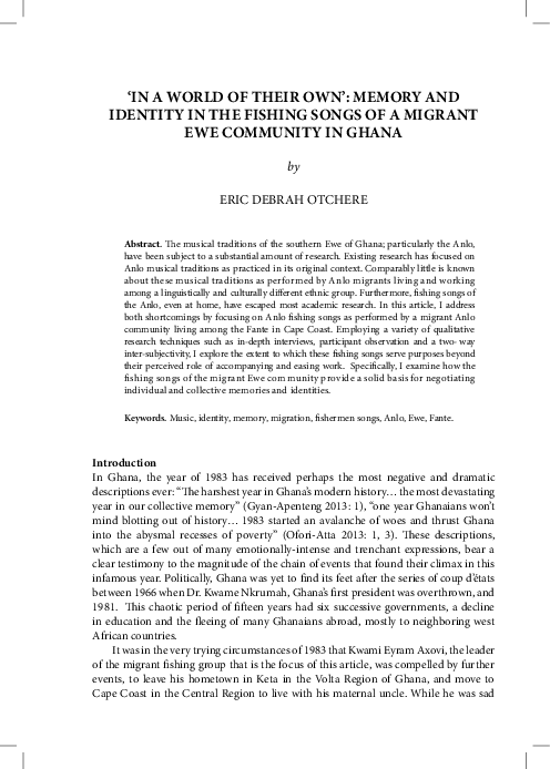 (PDF) In a World of Their Own: Memory and Identity in the Fishing Songs ...