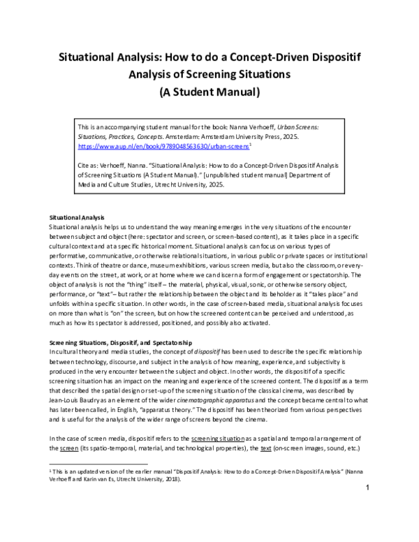(PDF) Situational Analysis: How to do a Concept-Driven Dispositif ...