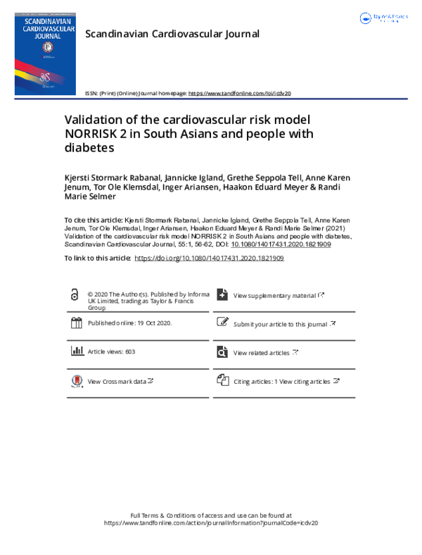 (PDF) Validation of the cardiovascular risk model NORRISK 2 in South ...