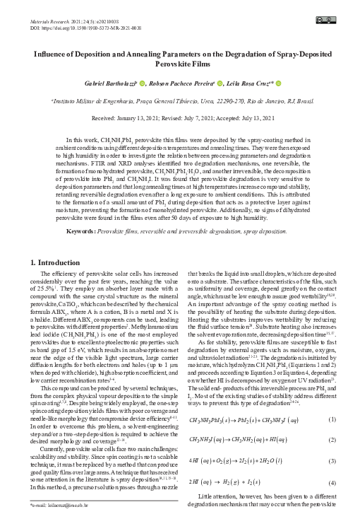 (PDF) Influence of Deposition and Annealing Parameters on the ...