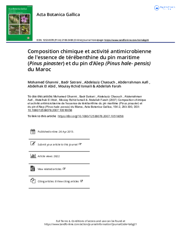 (PDF) Composition chimique et activité antimicrobienne de l'essence de ...