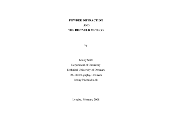 (PDF) POWDER DIFFRACTION AND THE RIETVELD METH