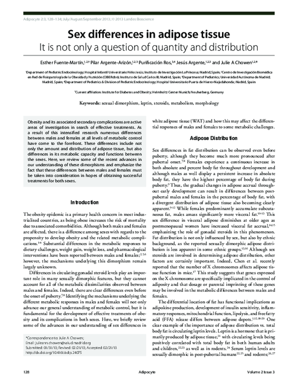 (PDF) Sex differences in adipose tissue