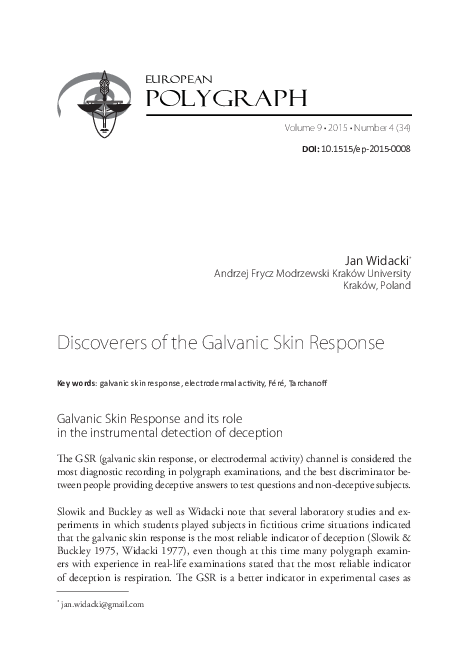 (PDF) Discoverers of the Galvanic Skin Response