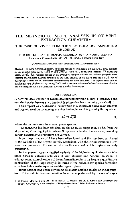 (PDF) The meaning of slope analysis in solvent extraction chemistry