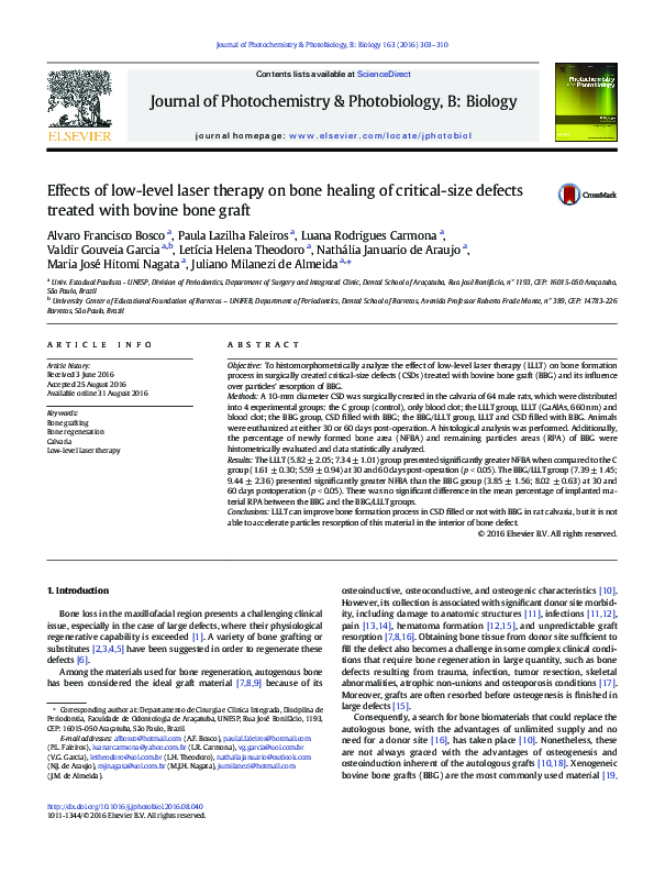 (PDF) Effects of low-level laser therapy on bone healing of critical ...