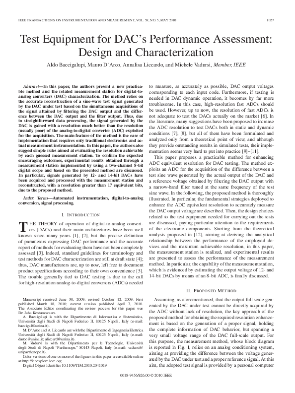 (PDF) Test Equipment for DAC's Performance Assessment: Design and ...