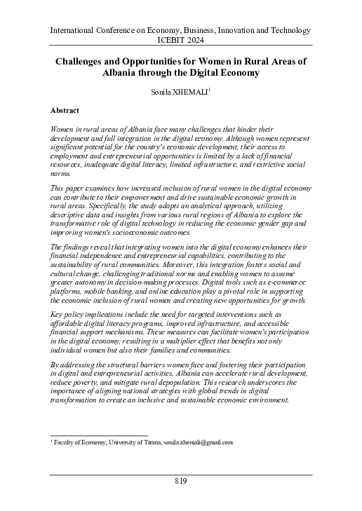 (PDF) Challenges and Opportunities for Women in Rural Areas of Albania ...