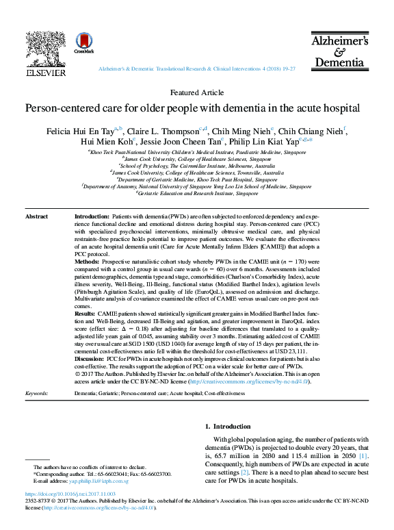 (PDF) Person‐centered care for older people with dementia in the acute ...