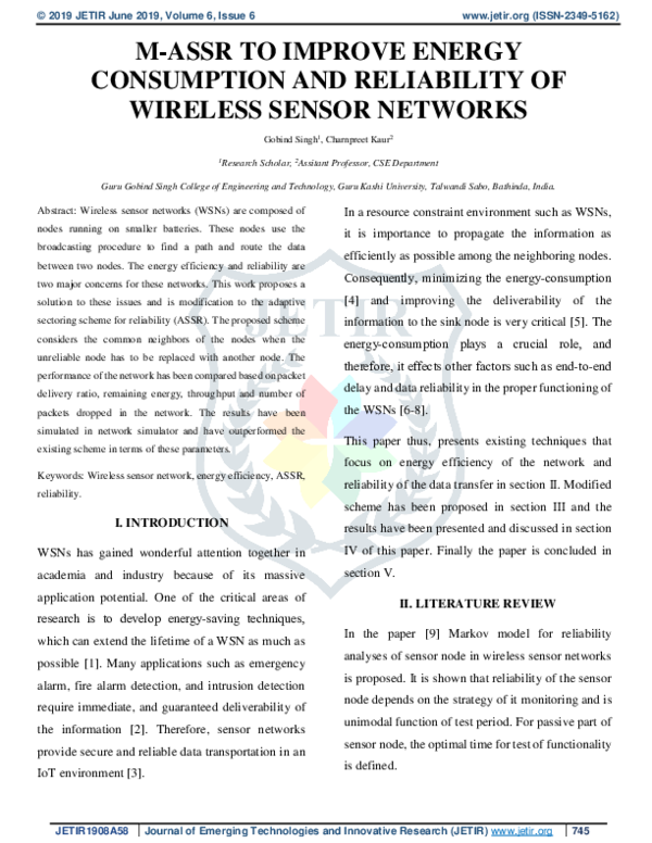 (PDF) M-Assr to Improve Energy Consumption and Reliability of Wireless ...