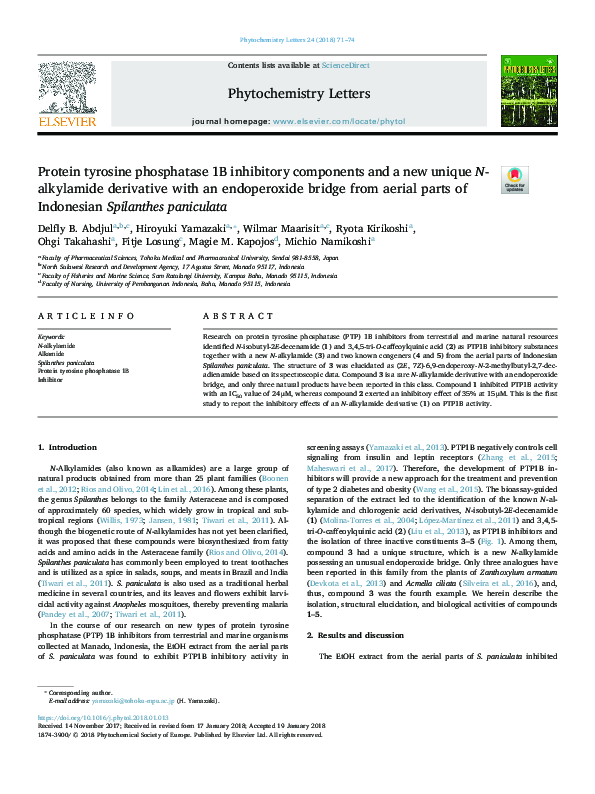 (PDF) Protein tyrosine phosphatase 1B inhibitory components and a new ...
