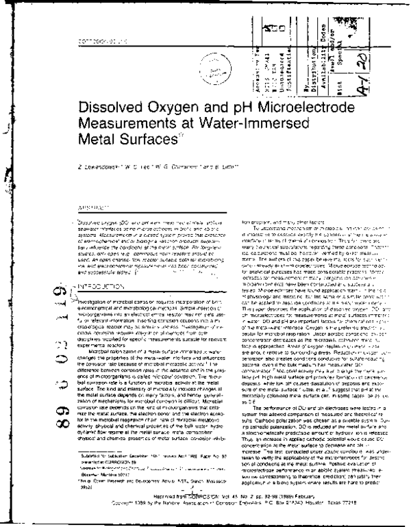 (PDF) Dissolved Oxygen and pH Microelectrode Measurements at Water ...
