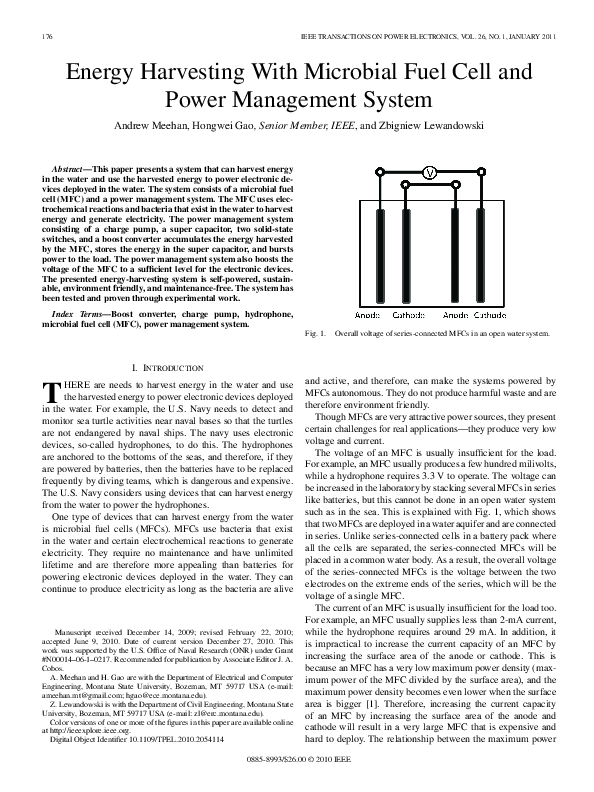 (PDF) Energy Harvesting With Microbial Fuel Cell and Power Management ...