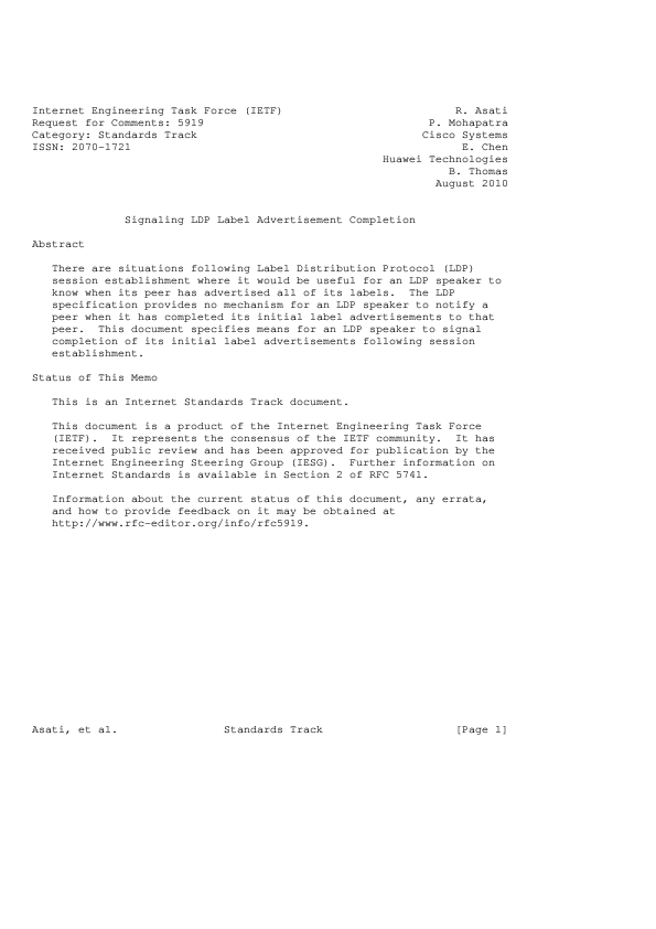 (PDF) Signaling LDP Label Advertisement Completion