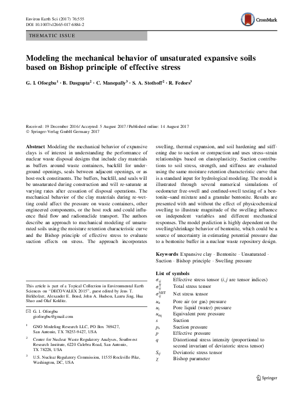 (PDF) Modeling the mechanical behavior of unsaturated expansive soils ...