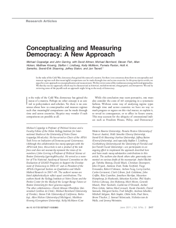 (PDF) Conceptualizing and Measuring Democracy: A New Approach