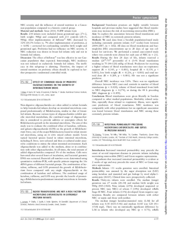 (PDF) PS-184 Intestinal Permeability Preceding Necrotising ...