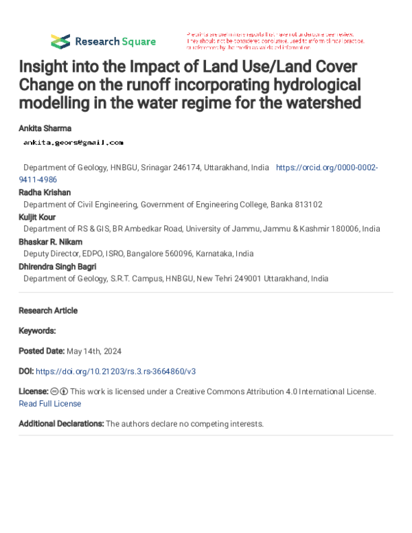 (PDF) Insight into the Impact of Land Use/Land Cover Change on the ...