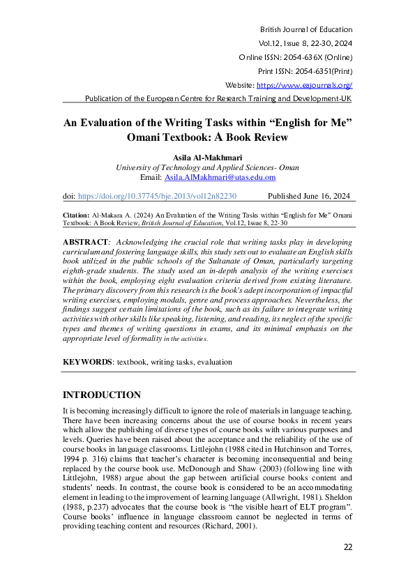 (PDF) An Evaluation of the Writing Tasks within 