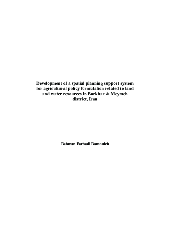 (PDF) Development of a spatial planning support system for agricultural ...