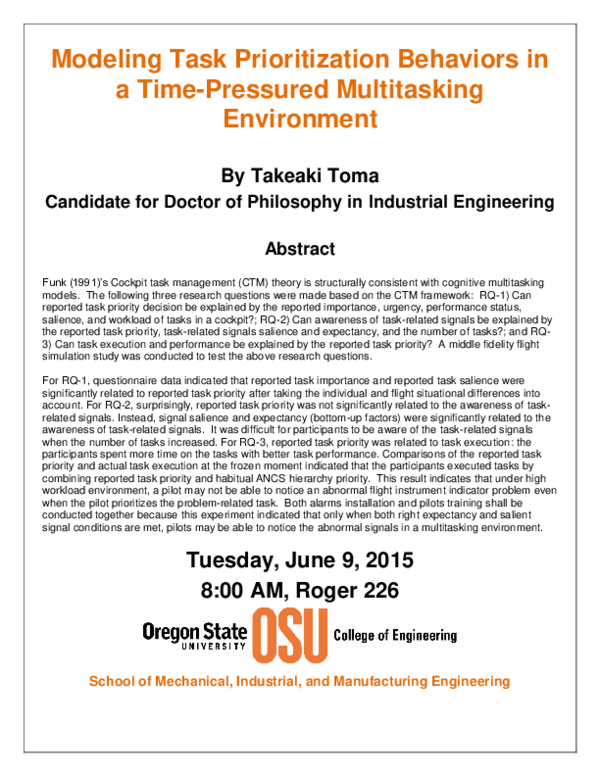 (PDF) Modeling Task Prioritization Behaviors in a Time-Pressured ...