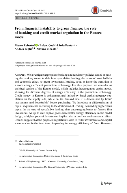 (PDF) From financial instability to green finance: the role of banking ...