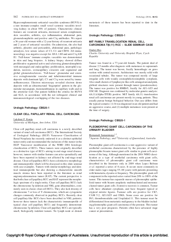 (PDF) MiT Family Translocation Renal Cell Carcinoma
