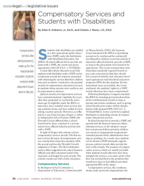 (PDF) Compensatory Services and Students with Disabilities