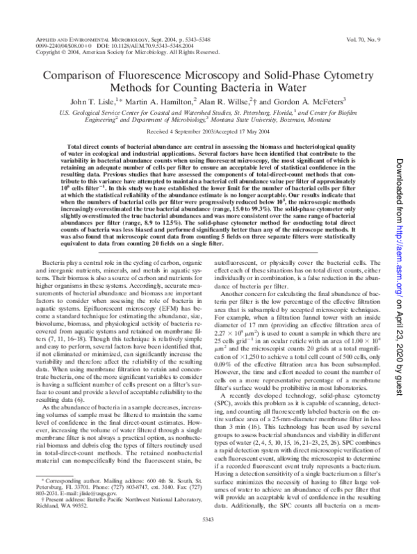 (PDF) Comparison of Fluorescence Microscopy and Solid-Phase Cytometry ...