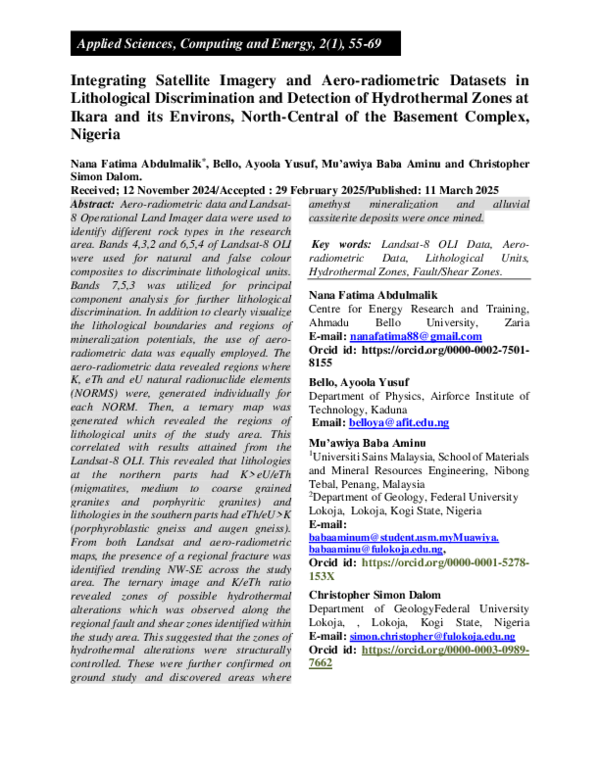 (PDF) Integrating Satellite Imagery and Aero-radiometric Datasets in ...