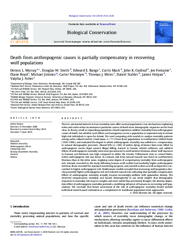 (PDF) Death from anthropogenic causes is partially compensatory in ...