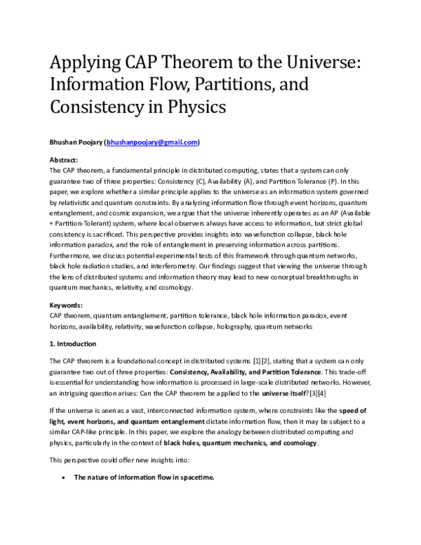 (PDF) Applying CAP Theorem to the Universe: Information Flow ...